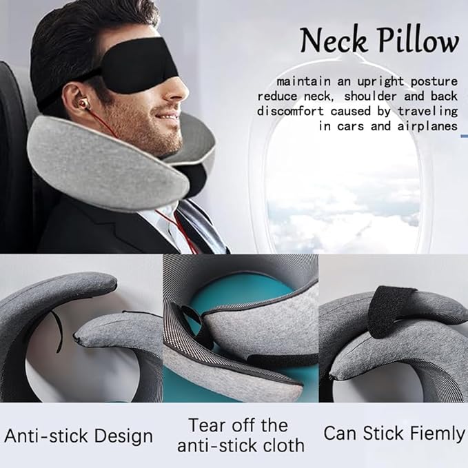Travel Pillow - 2024 New Travel Neck Pillow, Memory Foam Travel Pillow, Memory Foam Travel Neck Pillow for Airplanes, Travel Neck Pillow, Foam Travel Pillow (with Storage Bag)