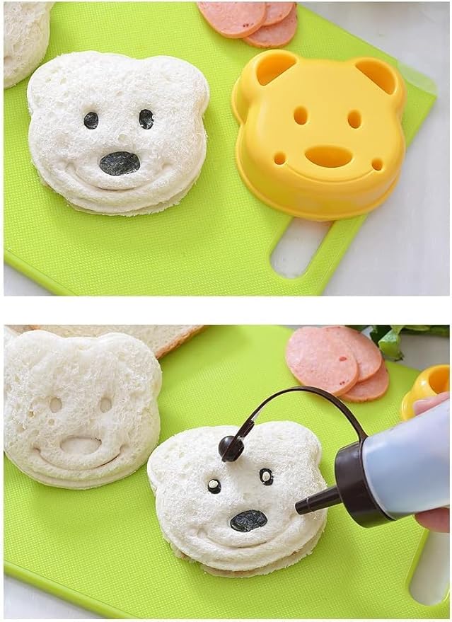 Leking 13 Pcs Wooden Kids Kitchen Knife, Kids Knife Set with Gloves Cutting Board Bear Sandwich Cutter Fruit Vegetable Cutters Serrated Edges Plastic Knifes for Real Cooking Kid Safe Knives