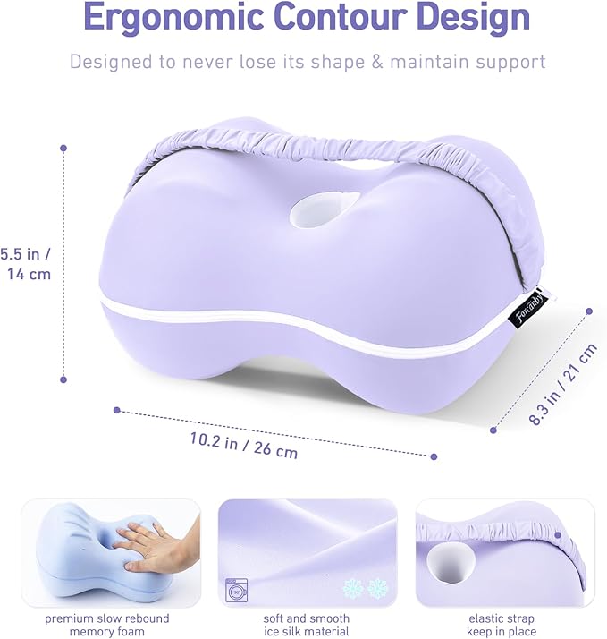 Leg & Knee Pillow for Side Sleepers - Smooth Spine Alignment Pillow - Memory Foam Knee Pillows for Back Hip Pain, Spine Aligning, Sciatica, Surgery Recovery, Pregnancy