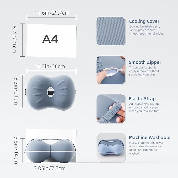 Knee Pillow for Side Sleepers - Memory Foam Knee Pillow with Cooling Cover, Leg Pillow for Side Sleeping - Leg Positioner Pillows for Sciatica Hip Pain & Spine Alignment (Misty Blue)