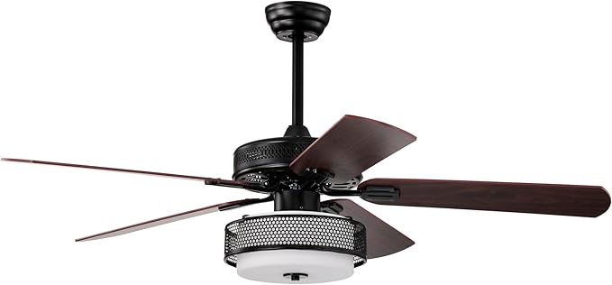 Alistair Matte Black Lighted Ceiling Fan Wooden 5-Blade with Remote