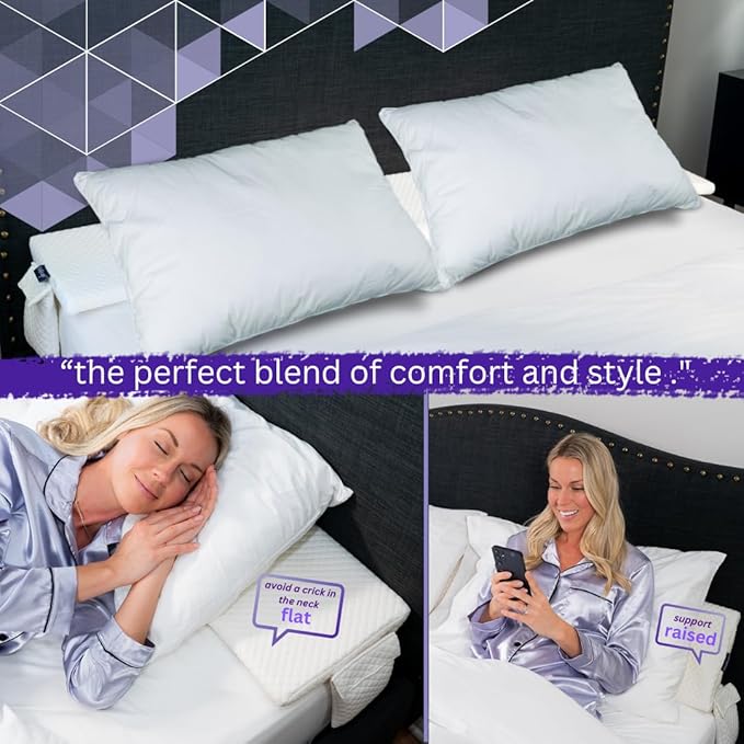 Bed Wedge Pillow for headboard Mattress Gap DuoWedge lux. (White, King 76") The Perfect Filler for Gaps up to 7"