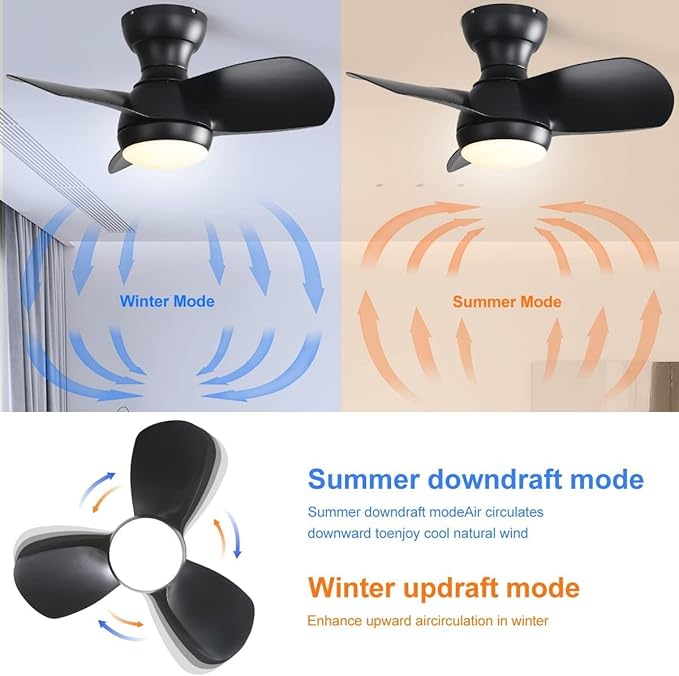 NicBex Ceiling Fan 23 Inch Ceiling Fan with Lights Ceiling Fans with 3 ABS Blades and Remote Control DC Motor Ceiling Fan with 3 Color Dimmable for Bedroom, Living Room, Black