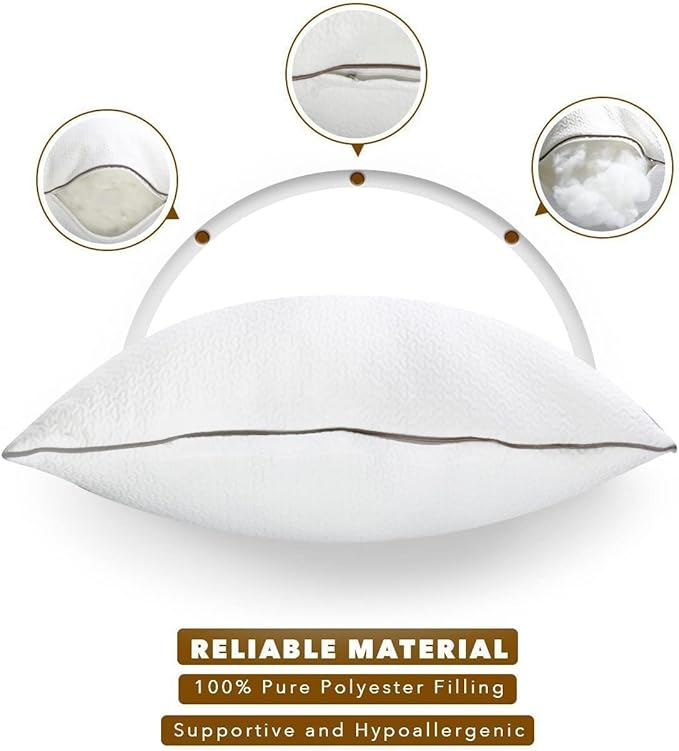 Premium 2-Pack Sleeping Pillow, Bed Pillow, Super Soft Down Alternative with Washable Covers, Microfiber Filling, Set of 2 (White, King)