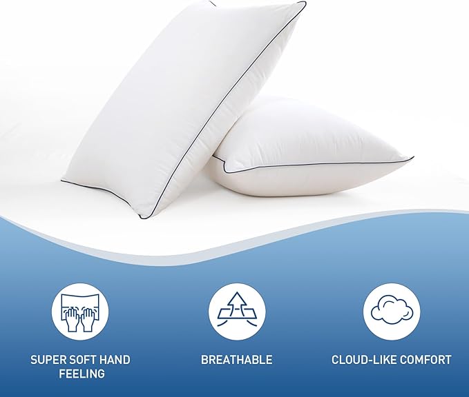 Goose Down Bed Pillow, King Size Bed Pillows for Sleeping, Ultra-Soft 750 Fill-Power Hotel Collection Pillow for Back, Stomach or Side Sleepers (20 * 36,Pack of 1)