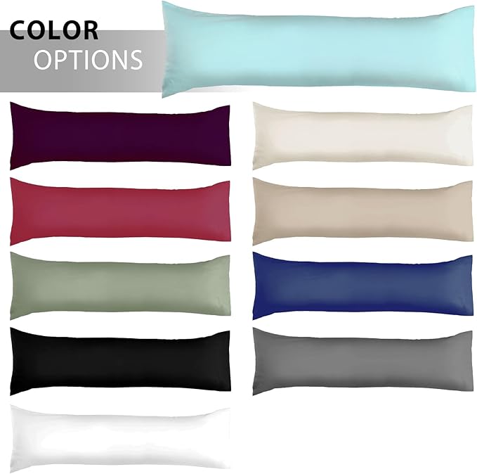 Soft Body Pillow Covers Pillowcases 60 x 21 Inch, WINKAURA Premium Long Pillow Cover for Bed Fits 54x20 Pillow, Envelope Closure, Stylish Wrinkle and Stain Resistant,Aqua