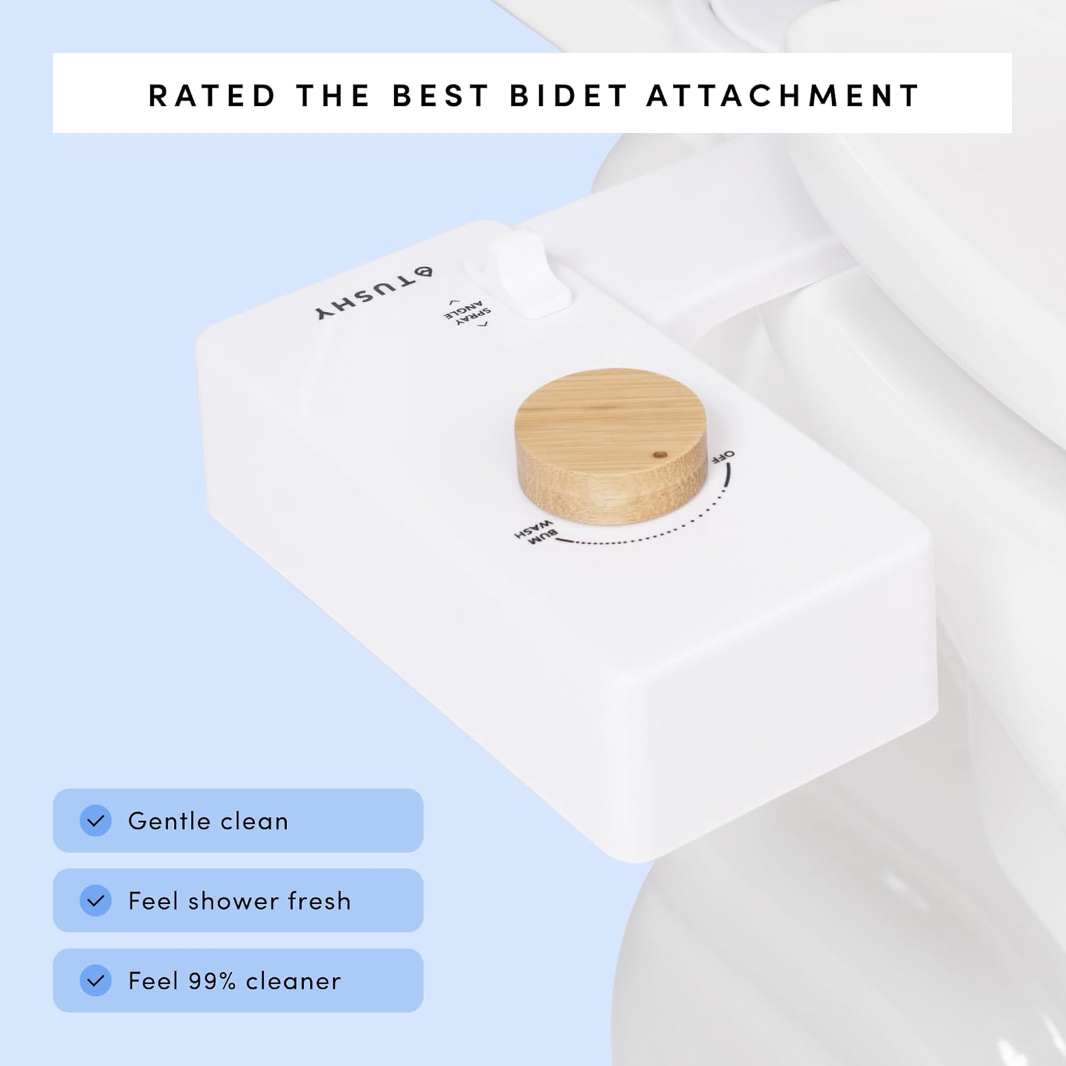 TUSHY Classic 3.0 Bidet Toilet Seat Attachment - A Non-Electric Self Cleaning Water Sprayer with Adjustable Water Pressure Nozzle, Angle Control & Easy Home Installation (White/Gold)