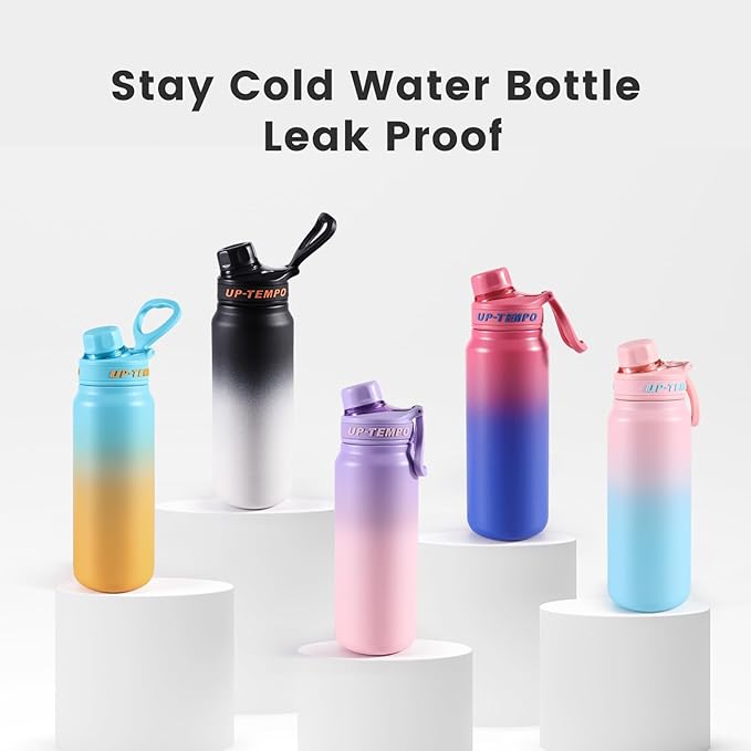 28oz Sports Water Bottle with Straw, Stainless Steel Vacuum Insulated Cooling Water Bottle, Leak Proof Metal Water Bottle, Double Insulated, Suitable for Sports, Gym and Travel (Purple & Pink)