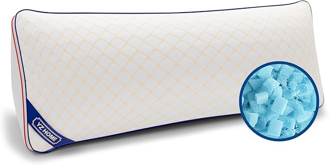 Long Body Pillow for Adults - Firm Body Pillow Insert with Shredded Blue Memory Foam, Adjustable Height, Soft Support for Side Sleeping, Pregnant Women, Washable (20x54 Inch, White)