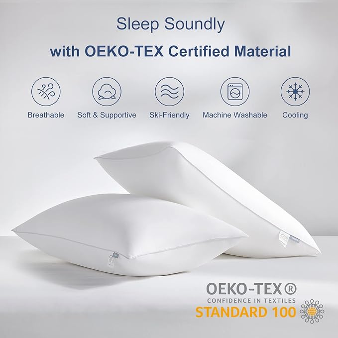 CozyLux Pillows Standard Size Set of 4, Hotel Quality Bed Pillows for Sleeping 4 Pack, Cooling Pillows for Side Back and Stomach Sleepers, Down Alternative Luxury Soft Supportive Pillows (18x26)