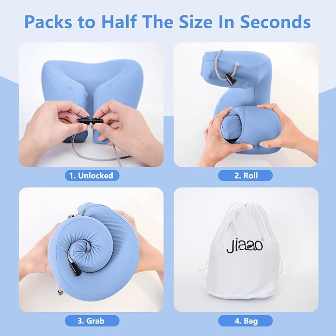 2-in-1 Travel Pillow, Memory Foam U-Shape Airplane Neck Pillow with Storage Bag, Napping Pillow Relax Arms, Ideal for Airplane, Car, Family and Travel Use-Upgraded