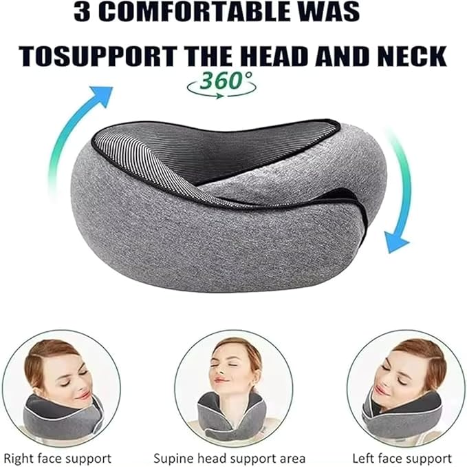 Wander Plus Travel Pillow, Travel Neck Pillow Memory Foam Travel Pillow 2024 New Travel Pillow Suitable for Travel, Airplanes, Cars and Offices (Dark Gray)