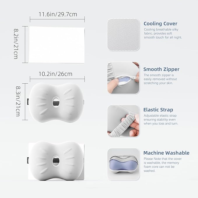 Knee Pillow for Side Sleepers - Memory Foam Leg Pillow for Side Sleeping - Comfortable Soft Side Sleeper Leg Positioner Pillows for Pregnancy, Hip Pain, Spine Alignment (Light Grey)