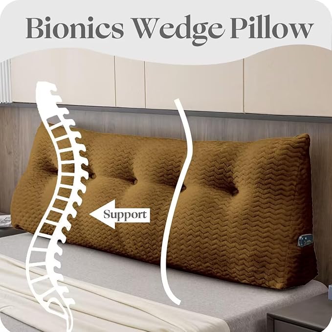 Large Bolster Triangular Headboard Wedge Backrest Positioning Support Bed Rest Reading Pillows Headboard Wedge Pillows for Day Bed Bunk Bed with Removable Cover