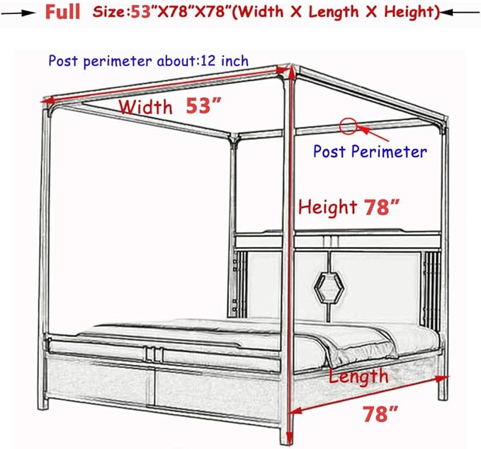 Elegant Lace Princess 4 Corner Post Mosquito Net Romantic for Girls Women Bed Curtain Canopy for Adult Wedding Bedroom Kids Rooms Decoration (Type3-Beige-White, Full)