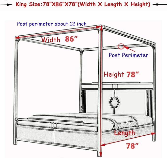 Elegant Princess 4 Corner Post Mosquito Net Romantic for Girls Women Bed Curtain Canopy for Adult Wedding Bedroom Kids Rooms Decoration (Type4-White, King)