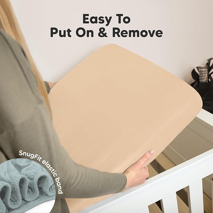 2-Pack Organic Crib Sheets for Boys, Girls - Jersey Fitted Crib Sheet, Baby Crib Sheets Neutral, Crib Mattress Sheet, Cotton Crib Sheets, Breathable Crib Sheet, Baby Mattress Sheets (Toasty)