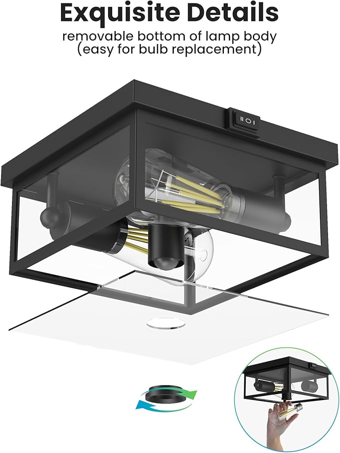 Outdoor Flush Mount Motion Sensor Ceiling Light - Modern Design of Squares with Motion Sensor 3 Modes Porch Ceiling Light for Your Porch, Driveway, Covered Patio, Farmhouse, Entryway