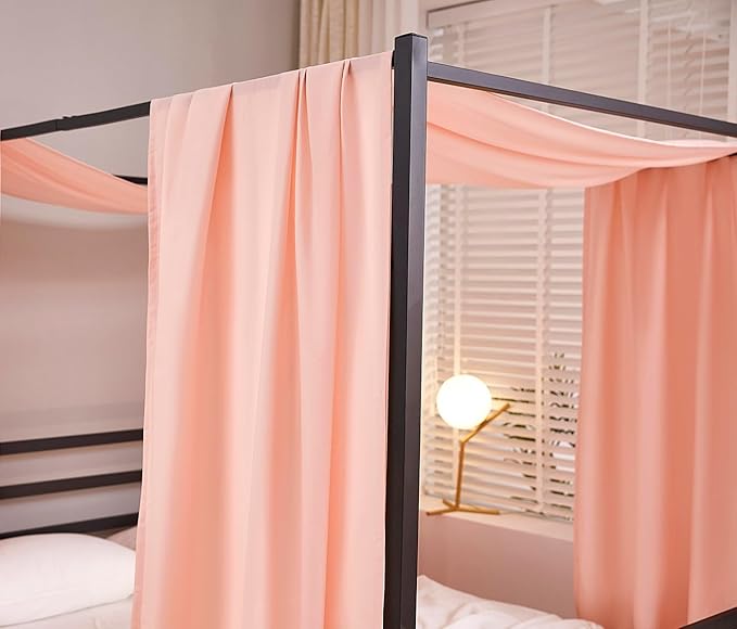 Akiky Montessori Floor Bed Canopy Curtains Linen Canopy for Kids House Bed Canopy Scarf for Toddler Adult Bed Frame Canopy Panel Nursery Room Decor (Twin,Pink)