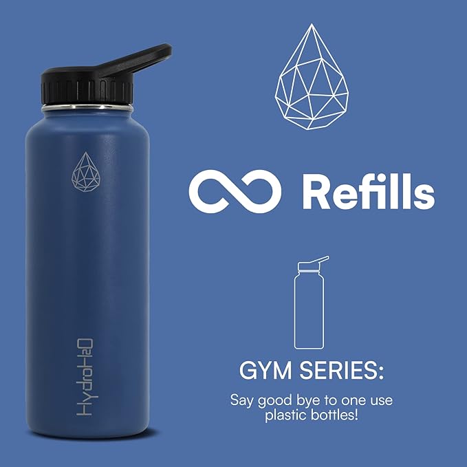 37 oz Insulated Water Bottles with Twist Cap,Stainless Steel Water Bottle, Leak Proof Metal Water Bottle, Resuable Thermos BPA Free Flask, Dark Blue