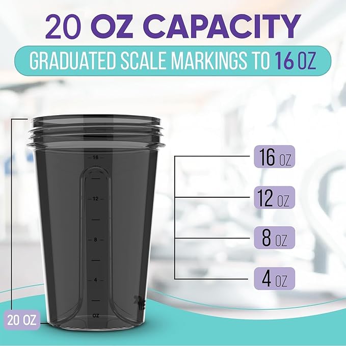 '-2 Pack- 20 oz Protein Shaker Bottles for Protein Mixes - 2x Wire Whisk | Leak Proof Shaker Cups for Protein Shakes and Pre Workout | Protein Shaker Bottle Pack | Protein Mixer Cup