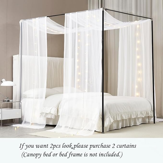 Akiky Canopy Bed Curtains White Bed Canopy Drapes Sheer Curtain Bed Scarf 1 Curtains Panel for King Size Bed décor
