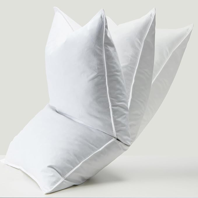 WOLKI Feather Down Alternative Pillows Sandard Size Set of 2, 100% Soft Cotton Shell Bed Pillow, Hotel Sleeping Pillow for Back, Stomach or Side Sleepers 20x26