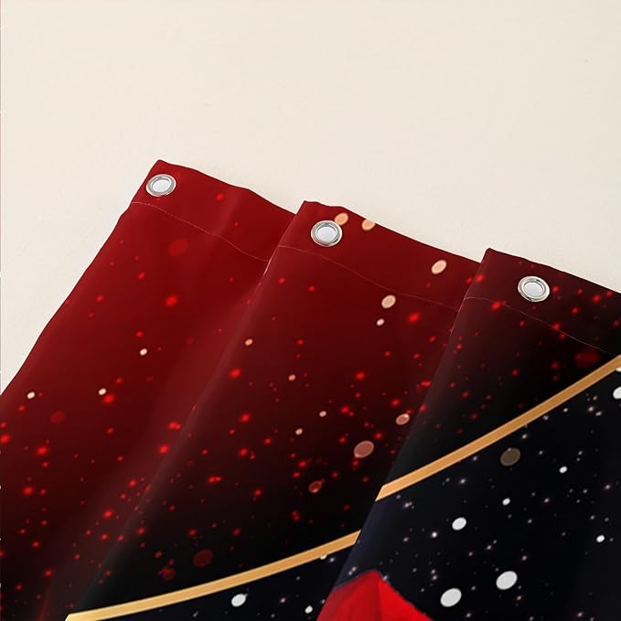 AILONEN Romantic Red Rose Flower Shower Curtain,Red and Black Floral Bath Curtain,Modern Flower Waterproof Curtain for Bathroom Decor, 48" W x 72" H