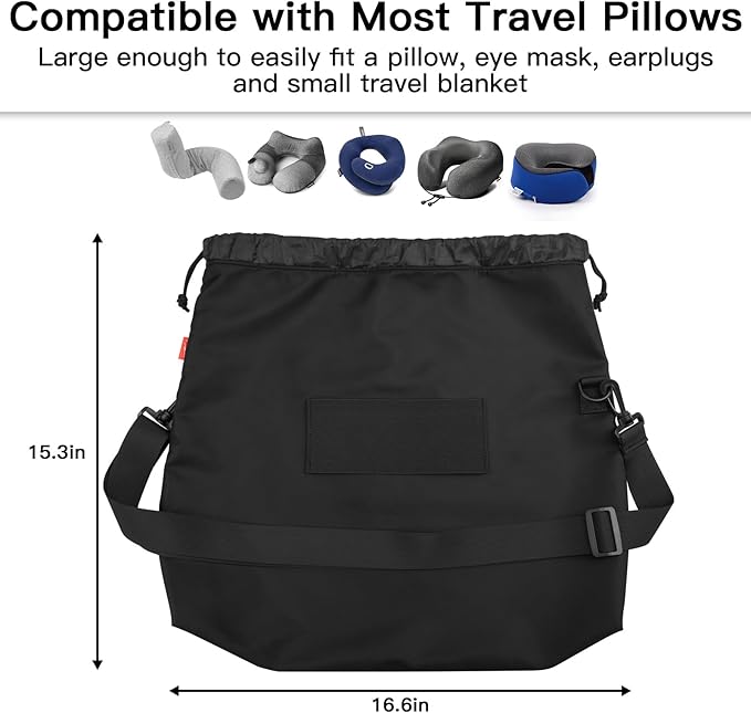 Large Travel Neck Pillow Bag for Dot&Dot Twist Memory Foam Travel Pillow, Luggage Travel Pillow Drawstring Bag Carrying Case with Trolley Sleeve & Adjustable Strap, Easily Attach to Luggage Backpacks