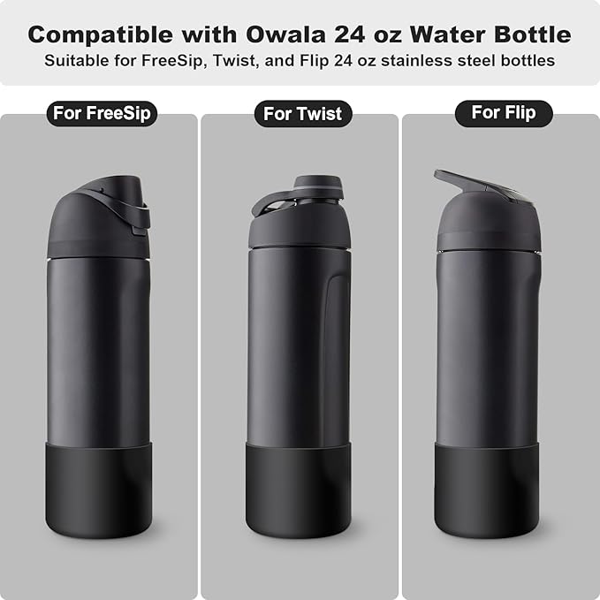 2PCS Silicone Water Bottle Boot for Owala 24oz 32oz 40oz, Anti-Slip Protective Sleeve Bottom Bumper Protector for FreeSip, Twist, and Flip Stainless Steel Water Bottles