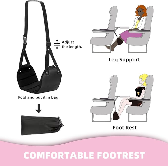 4 in 1 Travel Blanket and Pillow Set with Airplane Footrest - 350 GSM Thick Travel Blanket Airplane Compact with Bag, Inflatable Pillow, Foot Hammock for Plane Travel (Green)