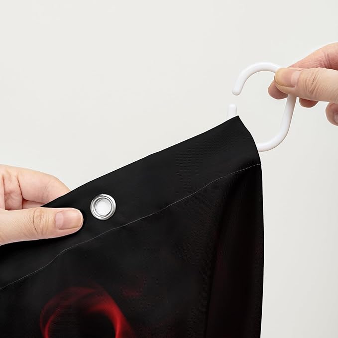 AILONEN Red and Black Rose Shower Curtain,Romantic Smoky Luxury Rose Bathroom Decor,Red Flower Garden Floral Bath Curtain,Waterproof 72" W x 96" H