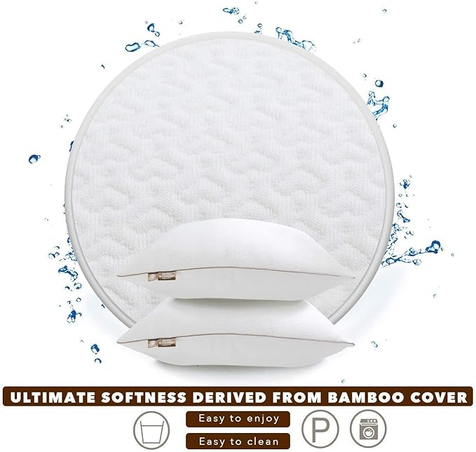 Premium 2-Pack Sleeping Pillow, Bed Pillow, Super Soft Down Alternative with Washable Covers, Microfiber Filling, Set of 2 (White, Queen)