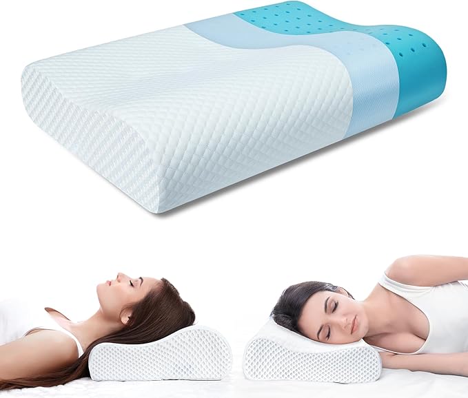 Memory Foam Pillows Neck Pillow Bed Pillow for Sleeping, Ergonomic Cervical Pillow for Neck and Shoulder Pain Relief,Orthopedic Contour Pillow for Side Back Stomach Sleeper