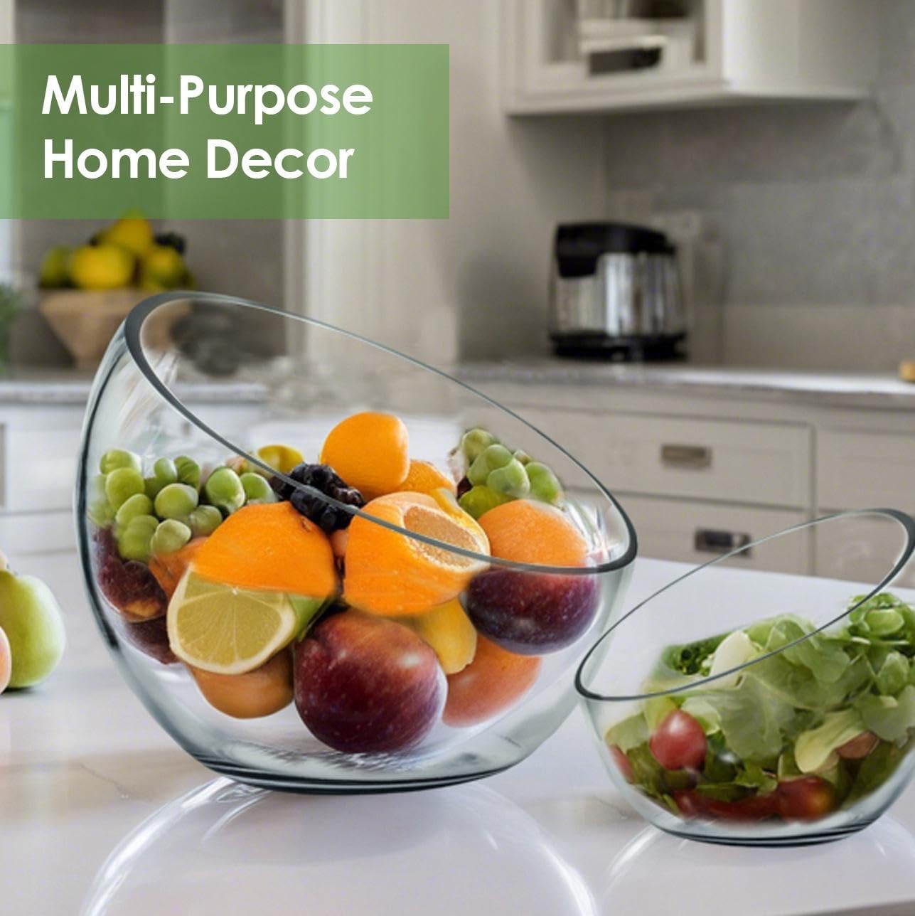 Craft And Party, Slantted Glass Cut Bubble Bowl, 8.5" Height x 10" Width Slantted Bubble vase for Terraium, Flower vase Centerpiece