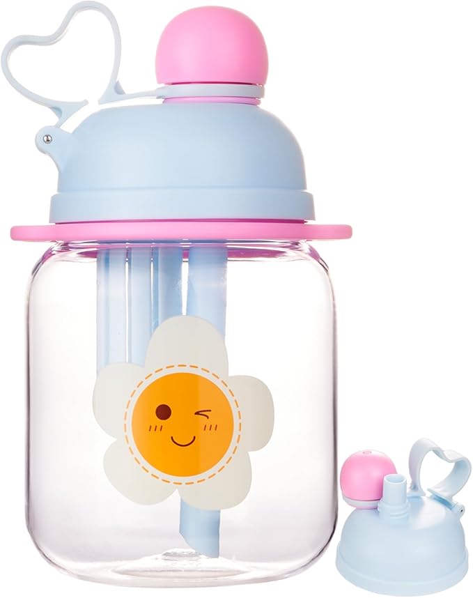 27oz Toddler Water Bottle, Tritan Sports Water Bottle with Straw, Plastic Water Bottle with Soft Strap, Kids Water Bottle for School, Includes Fruit Infuser Strainer, Leak-Proof, BPA Free, Blue