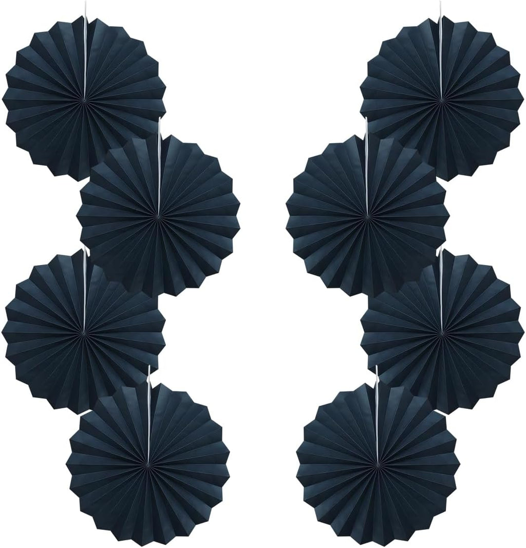Black Party Decorations,Halloween Decor Events Accessories,Black Birthday Decorations,Anniversary Decorations for Party,Birthday Decorations for Men 12in Hanging Paper Fans 30 Color DIY Set(Black)