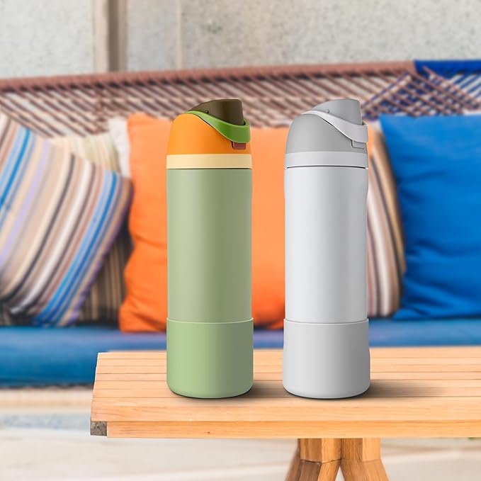 2PCS Silicone Water Bottle Boot for Owala 24oz 32oz 40oz, Protective Bottom Bumper Anti-Slip Sleeve for FreeSip, Twist, and Flip Stainless Steel Bottles, Dishwasher Safe and BPA Free