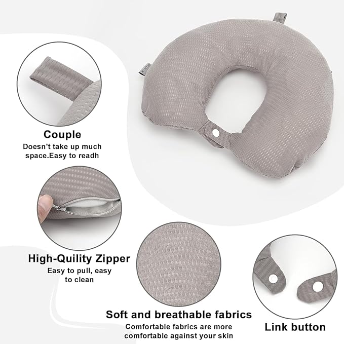 Travel Neck Pillow Cover Neck Pillow Replacement Cover Travel U Neck Pillow Case Cover Soft and Smooth Neck Pillow Cover Blue (Only Pillow Cover, No Filler)