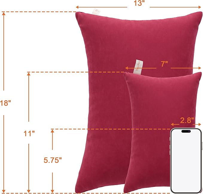 NTBAY Toddler Pillows, Down Alternative 13"x18" Pillows, Machine Washable - Soft and Breathable Travel Small Pillows for Sleeping, Ideal for Daycare, Crib, Cot, Red