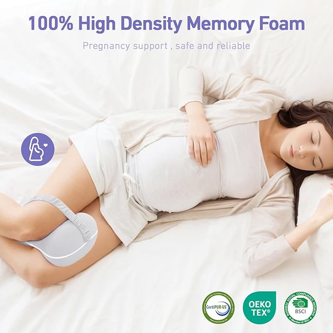 Leg & Knee Pillow for Side Sleepers - Smooth Spine Alignment Pillow - Memory Foam Knee Pillows for Back Hip Pain, Spine Aligning, Sciatica, Surgery Recovery, Pregnancy
