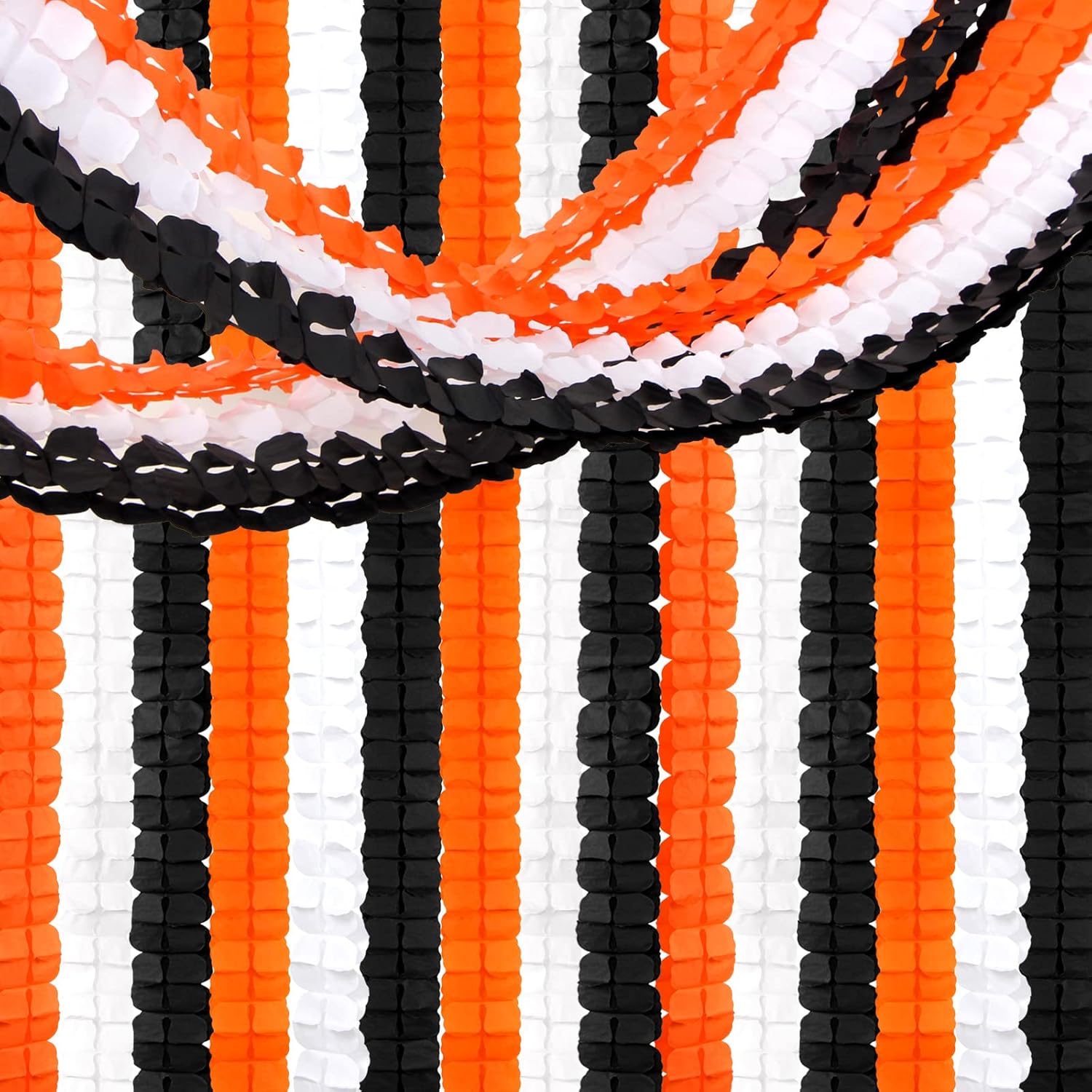 Black-White Orange halloween Party-Decorations Streamers-Garland - 12pcs 4-Leaf Clover Paper Streamer,Graduation Wedding Birthday Bachelorette Baby Bridal Shower Banners Decor Ouruola