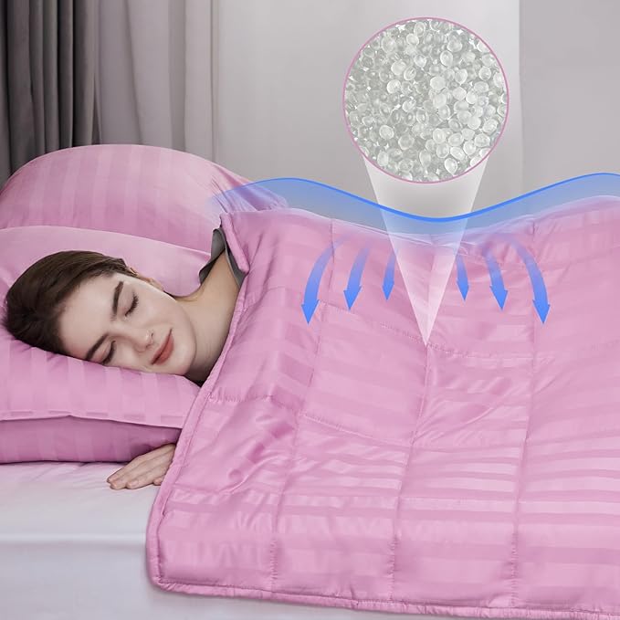 Weighted Blanket for Adult,30lbs Heavy Weighted Blanket 88"x104" Breathable Cooling Summer Blankets, Ultra Soft Cotton Comfort Throw Blanket with Glass Beads for All-Season (Pink)