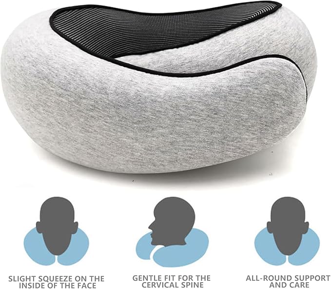 Travel Neck Pillow, Memory Foam Airplane Travel Pillow, 360 Degree Comfort and Breathability, Washable Modal Cover,Stowable U-Shaped Pillow