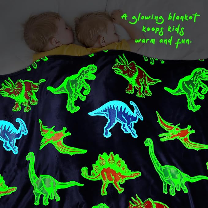 Dinosaur Blanket for Boys Glow in The Dark Dino Blanket Dinosaur Toys for Teen Boy Gifts Dinosaur Room Decor 50"x60"
