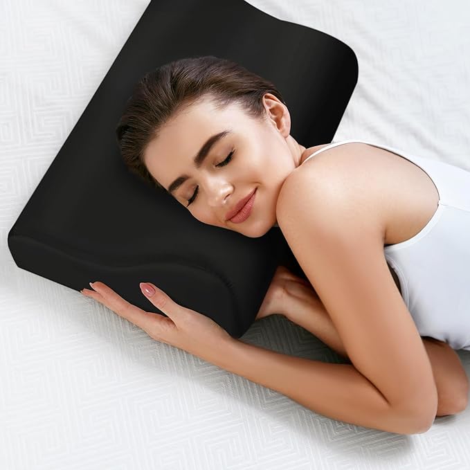 HOMBYS Satin Pillow Case for Contoured Support Pillow (DO NOT Include Pillow) -Zippered Pillow Cover for Neck Pillow for Cervical 1 Pack-Silky, Smooth and Breathable, Queen Size