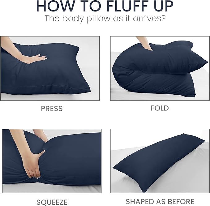 Utopia Bedding Full Body Pillow for Adults (Navy, 20 x 54 Inch, Pack of 06) Long Pillow for Sleeping, Large Pillow Insert for Side Sleepers