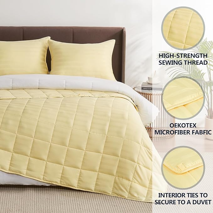 Weighted Blanket for Adult,25lbs Heavy Weighted Blanket 60"x80" Breathable Cooling Summer Blankets, Ultra Soft Cotton Comfort Throw Blanket with Glass Beads for All-Season (Yellow)