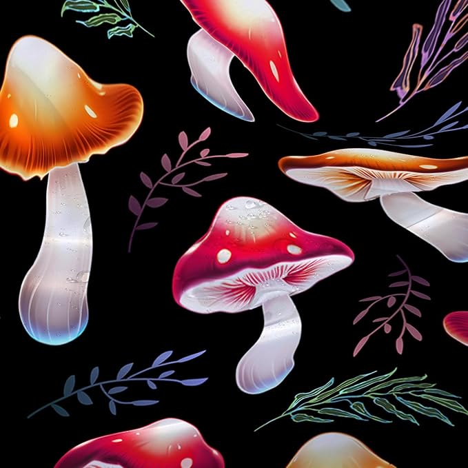 AILONEN Cartoon Mushroom Shower Curtain,Cute Red Mushroom Waterproof Fabric Bath Curtain for Kids Girls Boys,Natural Fungal Plants Shower Curtain Set for Bathroom 72" W*84" H