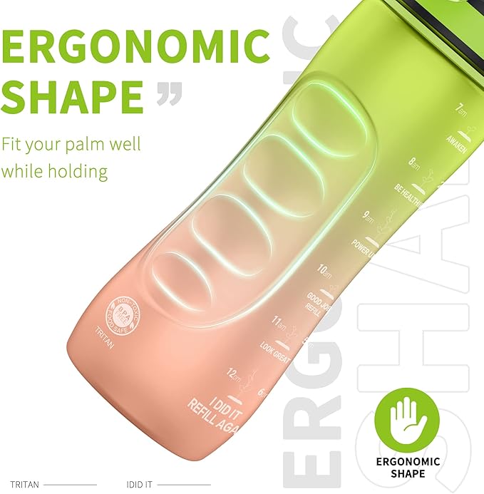 25oz Kids Sports Water Bottles for School with Spout Lid (Green Orange)